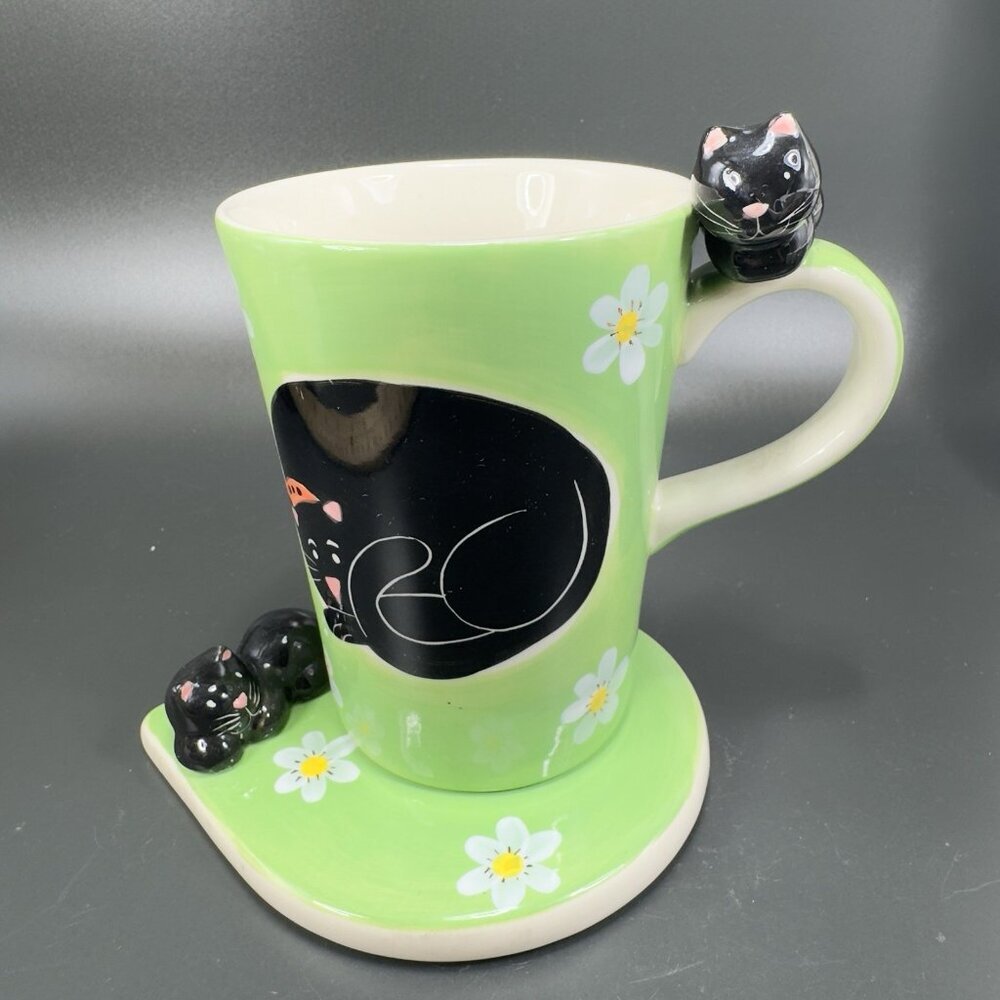 Herman Dodge & Son Homestead Collection Ceramic Kitty Cat Coffee Mug Cup Coaster - Picture 9 of 14